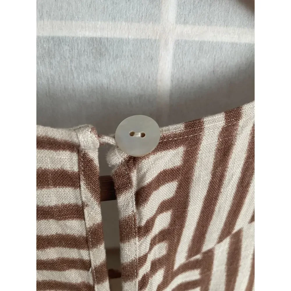 Mister Zimi Lottie Sahara Maxi Dress 12 Neutral Stripe Boho Lagenlook Pockets - Picture 8 of 9